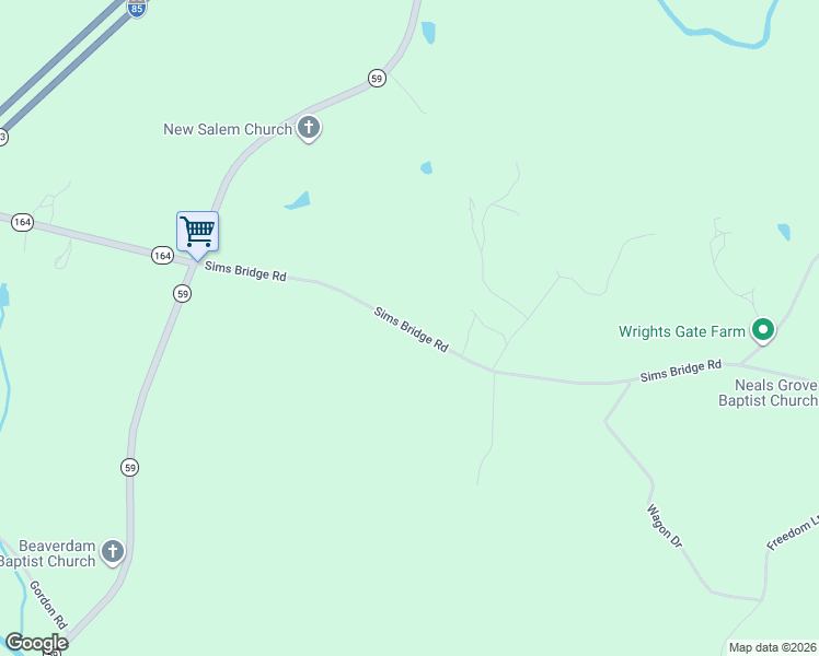 map of restaurants, bars, coffee shops, grocery stores, and more near 359 Sims Bridge Road in Commerce