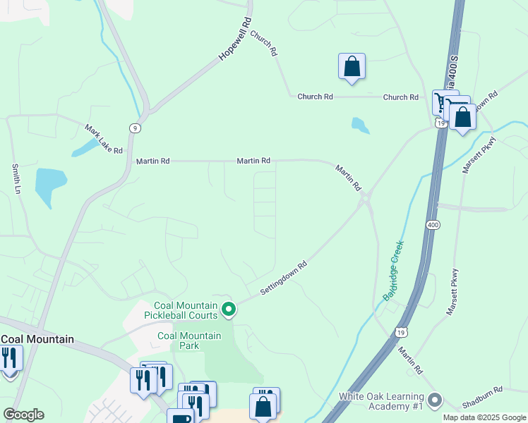map of restaurants, bars, coffee shops, grocery stores, and more near 4130 Latona Place in Cumming
