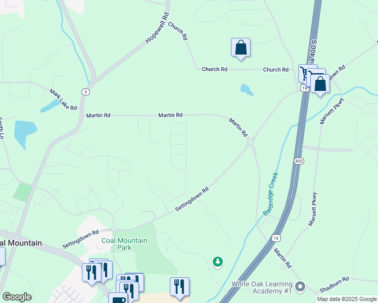 map of restaurants, bars, coffee shops, grocery stores, and more near 4120 Cordova Lane in Cumming