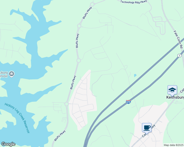 map of restaurants, bars, coffee shops, grocery stores, and more near 213 Hickory Bluffs Parkway in Canton
