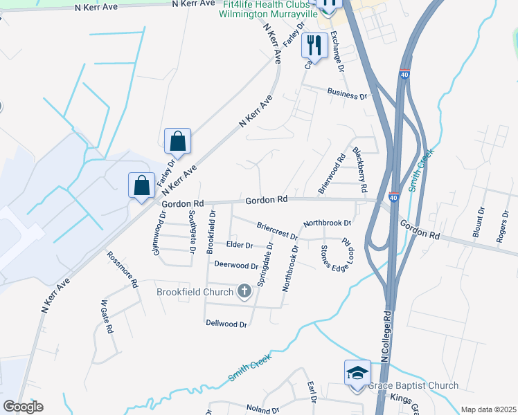 map of restaurants, bars, coffee shops, grocery stores, and more near 4336 Gordon Road in Wilmington