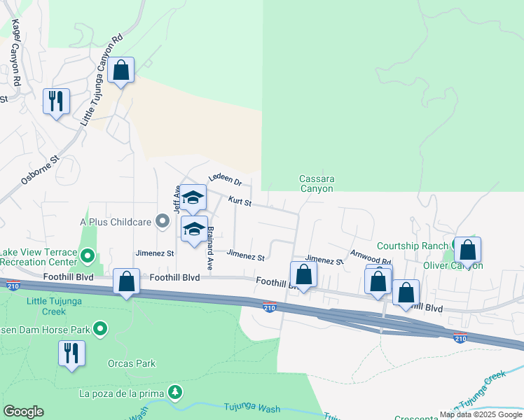 map of restaurants, bars, coffee shops, grocery stores, and more near 10562 Kurt Street in Los Angeles