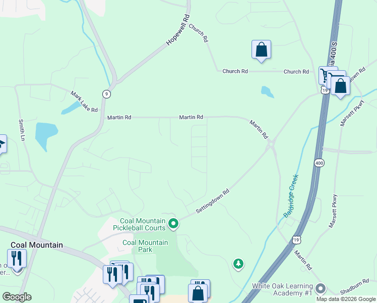 map of restaurants, bars, coffee shops, grocery stores, and more near 4215 Huron Drive in Cumming