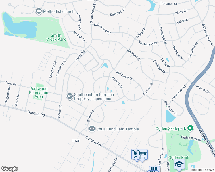 map of restaurants, bars, coffee shops, grocery stores, and more near 2232 White Road in Wilmington