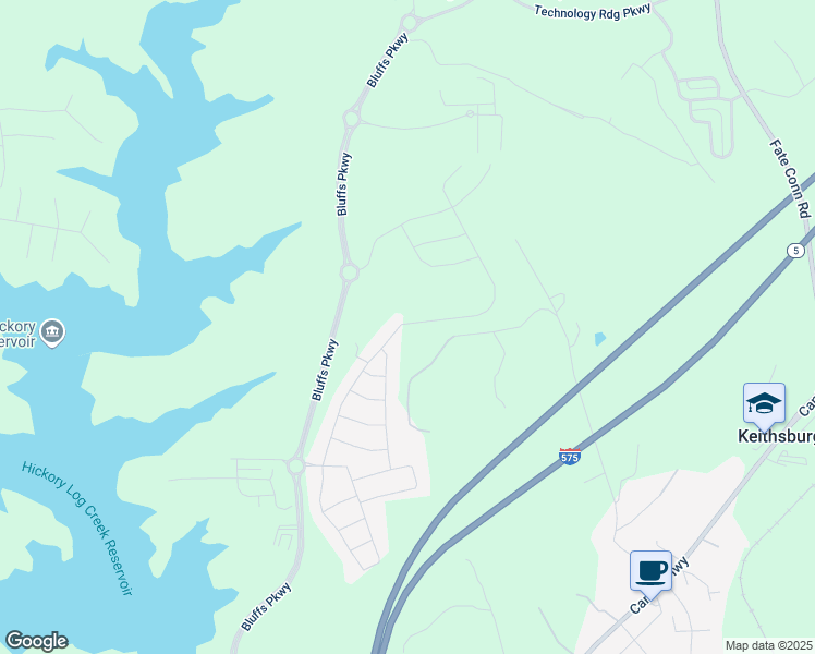 map of restaurants, bars, coffee shops, grocery stores, and more near 213 Hickory Bluffs Parkway in Canton