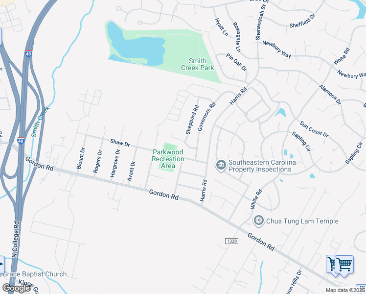 map of restaurants, bars, coffee shops, grocery stores, and more near 4900 Acres Drive in Wilmington