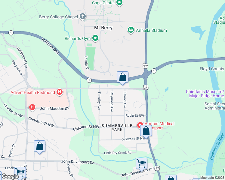 map of restaurants, bars, coffee shops, grocery stores, and more near 111 Redmond Road in Rome