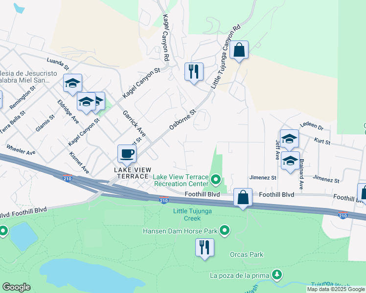 map of restaurants, bars, coffee shops, grocery stores, and more near 11435 Clybourn Avenue in Los Angeles