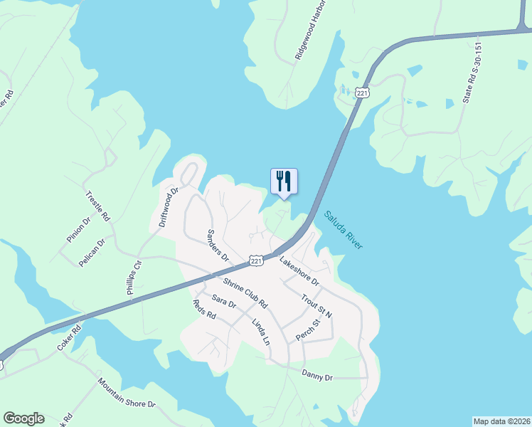 map of restaurants, bars, coffee shops, grocery stores, and more near 4605 Highway 72 221 East in Greenwood
