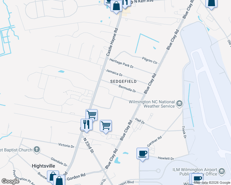 map of restaurants, bars, coffee shops, grocery stores, and more near 149 Fairfield Drive in Wilmington
