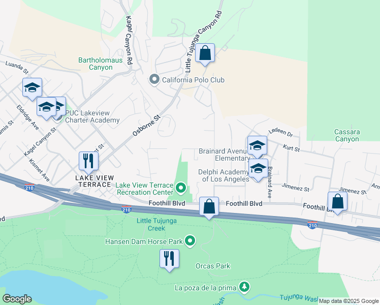 map of restaurants, bars, coffee shops, grocery stores, and more near 10960 Longford Street in Los Angeles