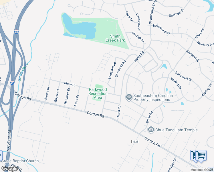 map of restaurants, bars, coffee shops, grocery stores, and more near 4900 Acres Drive in Wilmington