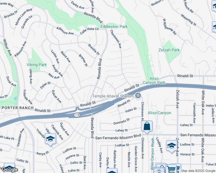 map of restaurants, bars, coffee shops, grocery stores, and more near 18311 Ankara Court in Los Angeles