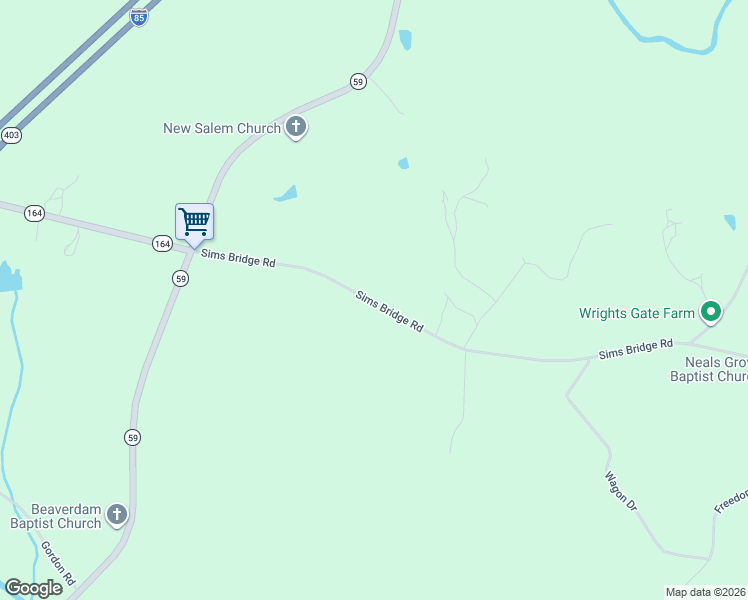 map of restaurants, bars, coffee shops, grocery stores, and more near 209-359 Sims Bridge Rd in Commerce