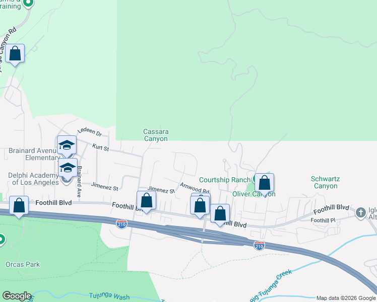 map of restaurants, bars, coffee shops, grocery stores, and more near 10341 Kurt Street in Los Angeles