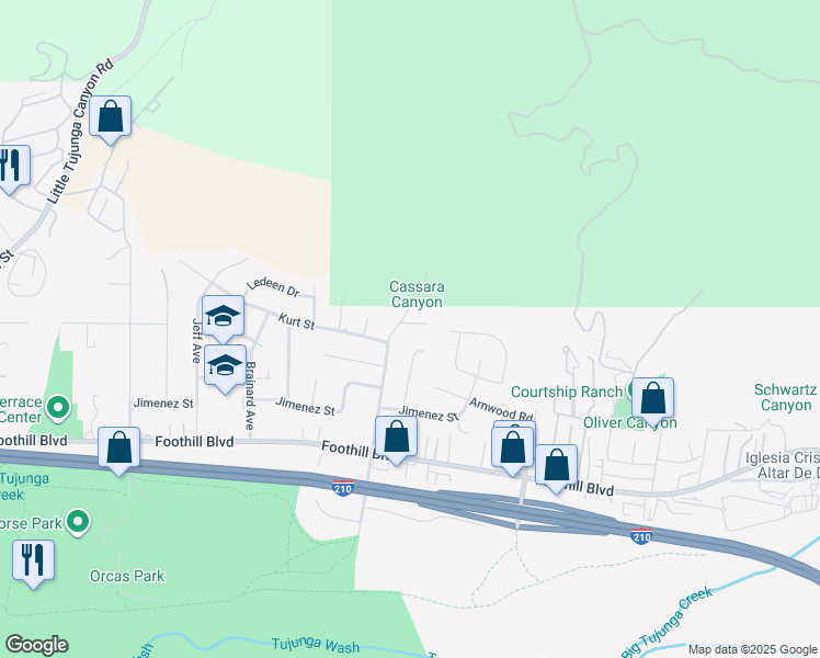 map of restaurants, bars, coffee shops, grocery stores, and more near 10458 Kurt Street in Los Angeles