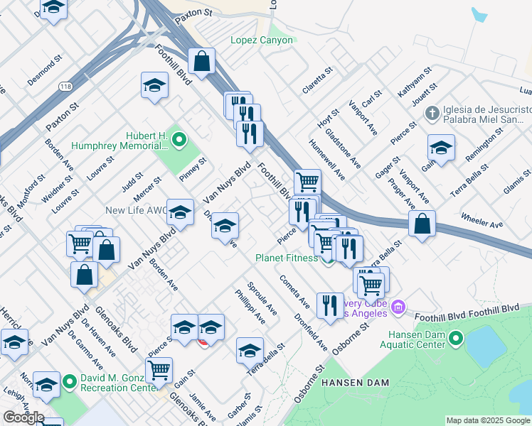 map of restaurants, bars, coffee shops, grocery stores, and more near 12320 Willow Way in Los Angeles