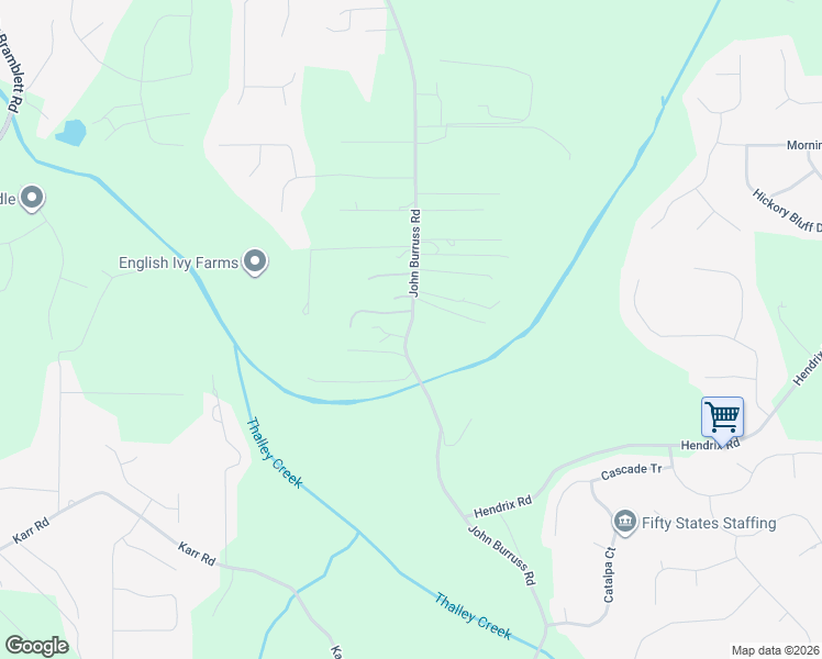map of restaurants, bars, coffee shops, grocery stores, and more near 5568 John Burruss Road in Cumming