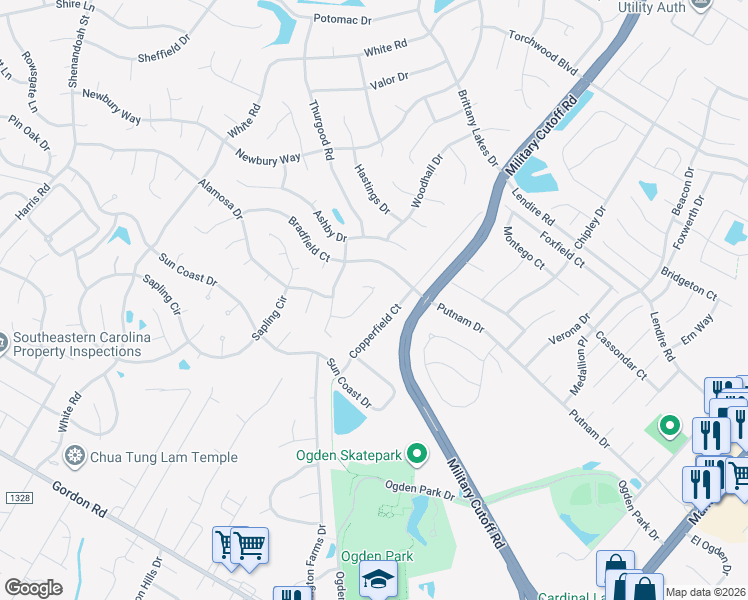 map of restaurants, bars, coffee shops, grocery stores, and more near 2420 Oban Court in Wilmington
