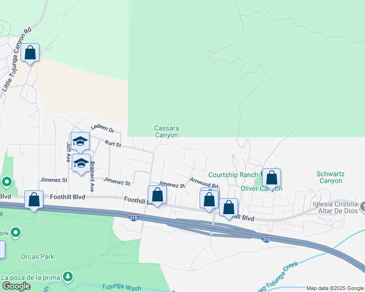 map of restaurants, bars, coffee shops, grocery stores, and more near 10407 Kurt Street in Los Angeles