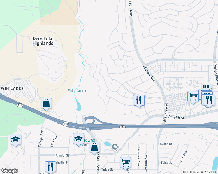 map of restaurants, bars, coffee shops, grocery stores, and more near 11354 Santini Lane in Los Angeles