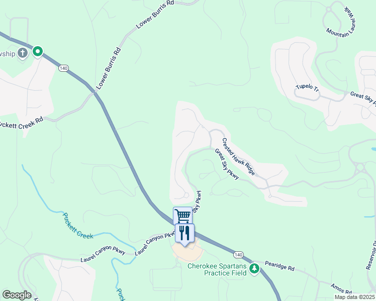 map of restaurants, bars, coffee shops, grocery stores, and more near 213 Crescent Moon Way in Canton