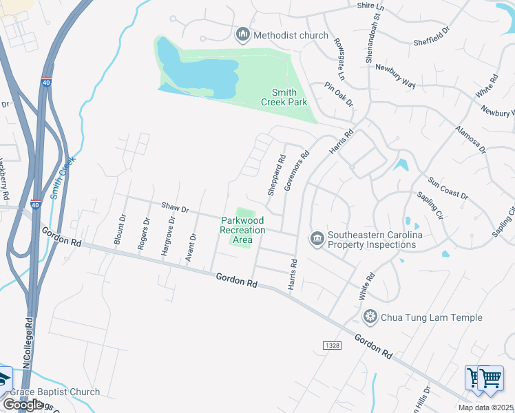 map of restaurants, bars, coffee shops, grocery stores, and more near 4840 Acres Drive in Wilmington