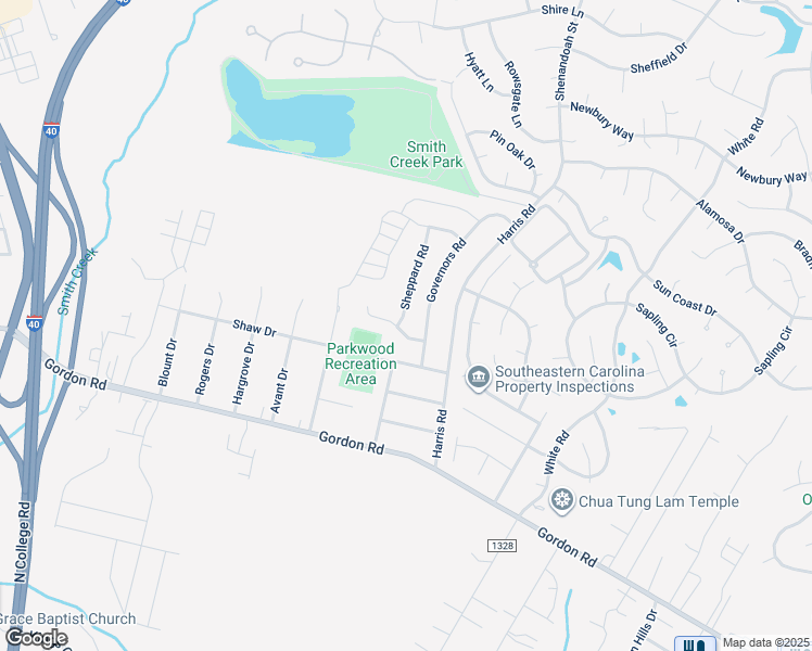 map of restaurants, bars, coffee shops, grocery stores, and more near 4901 Acres Drive in Wilmington