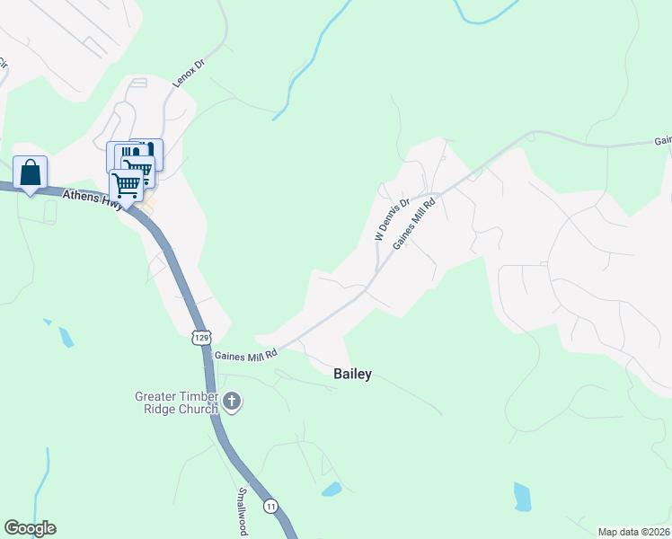 map of restaurants, bars, coffee shops, grocery stores, and more near 2416 Mize Circle in Gainesville