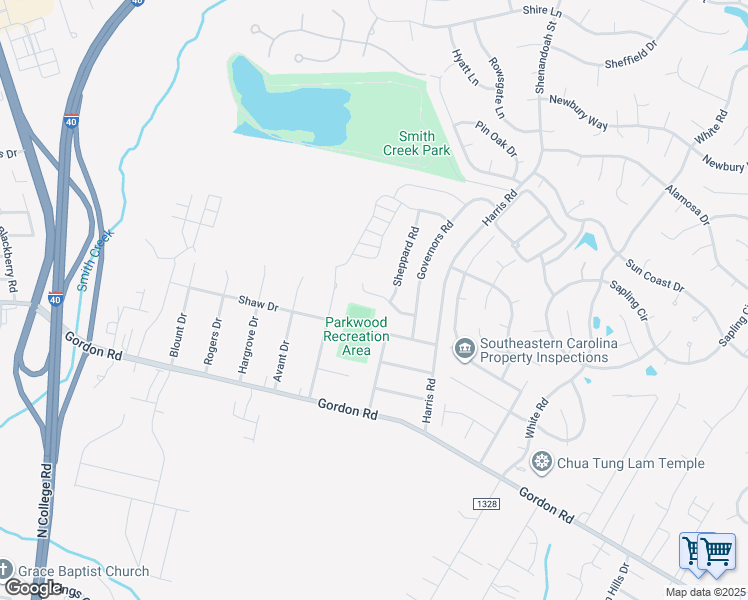 map of restaurants, bars, coffee shops, grocery stores, and more near 4840 Acres Drive in Wilmington
