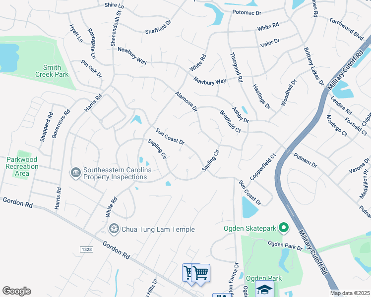 map of restaurants, bars, coffee shops, grocery stores, and more near 5304 Sun Coast Drive in Wilmington