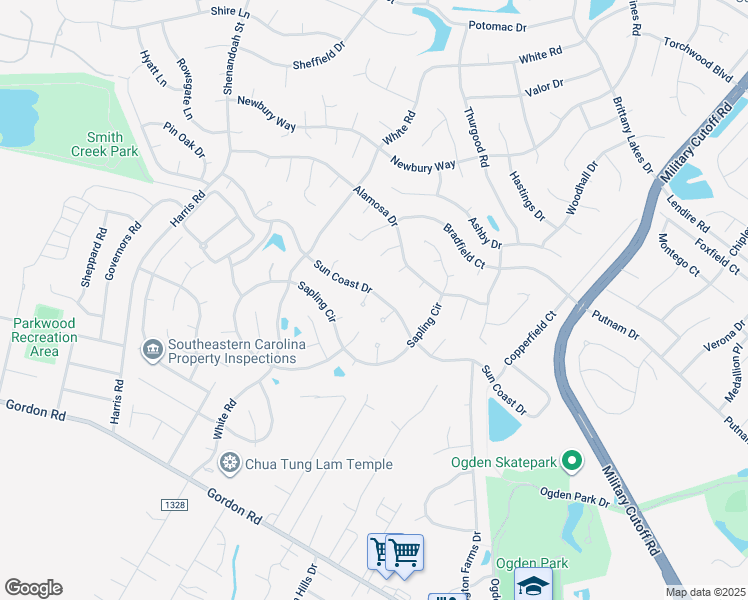 map of restaurants, bars, coffee shops, grocery stores, and more near 5304 Sun Coast Drive in Wilmington