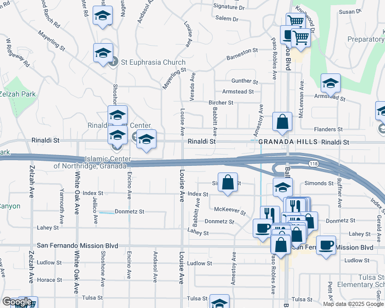 map of restaurants, bars, coffee shops, grocery stores, and more near 11445 Curry Avenue in Los Angeles