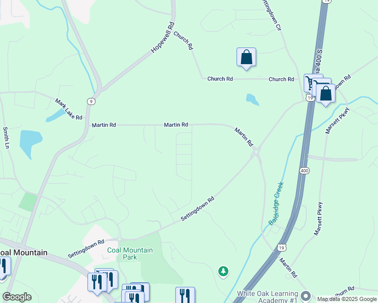 map of restaurants, bars, coffee shops, grocery stores, and more near 4215 Cordova Lane in Cumming