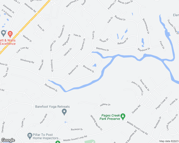 map of restaurants, bars, coffee shops, grocery stores, and more near 507 Biscayne Drive in Wilmington
