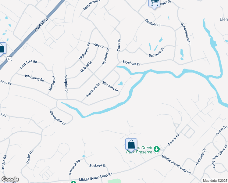 map of restaurants, bars, coffee shops, grocery stores, and more near 507 Biscayne Drive in Wilmington