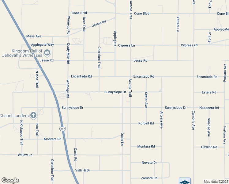 map of restaurants, bars, coffee shops, grocery stores, and more near Sunnyslope Drive in San Bernardino County
