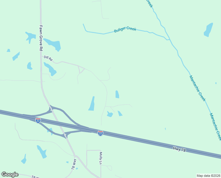 map of restaurants, bars, coffee shops, grocery stores, and more near 635 Dill Road in Mantachie
