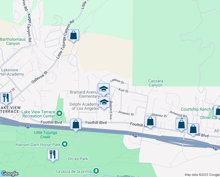 map of restaurants, bars, coffee shops, grocery stores, and more near 10678 Kurt Street in Los Angeles