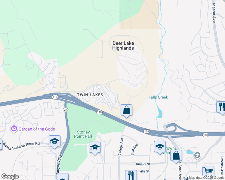 map of restaurants, bars, coffee shops, grocery stores, and more near 11450 Aucas Drive in Los Angeles County