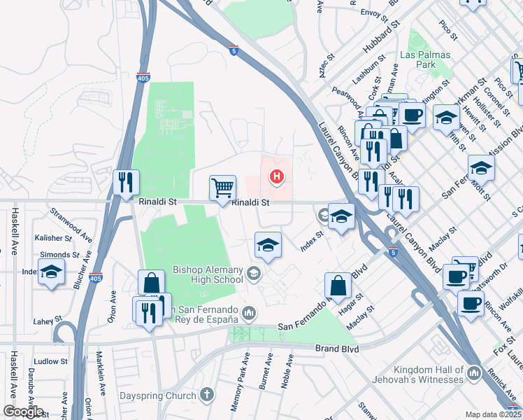 map of restaurants, bars, coffee shops, grocery stores, and more near 11484 Lev Avenue in Los Angeles