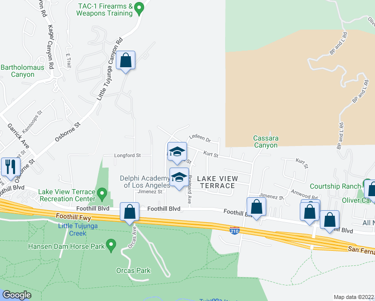 map of restaurants, bars, coffee shops, grocery stores, and more near 10678 Kurt Street in Los Angeles