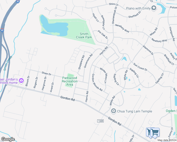 map of restaurants, bars, coffee shops, grocery stores, and more near 413 Harris Road in Wilmington
