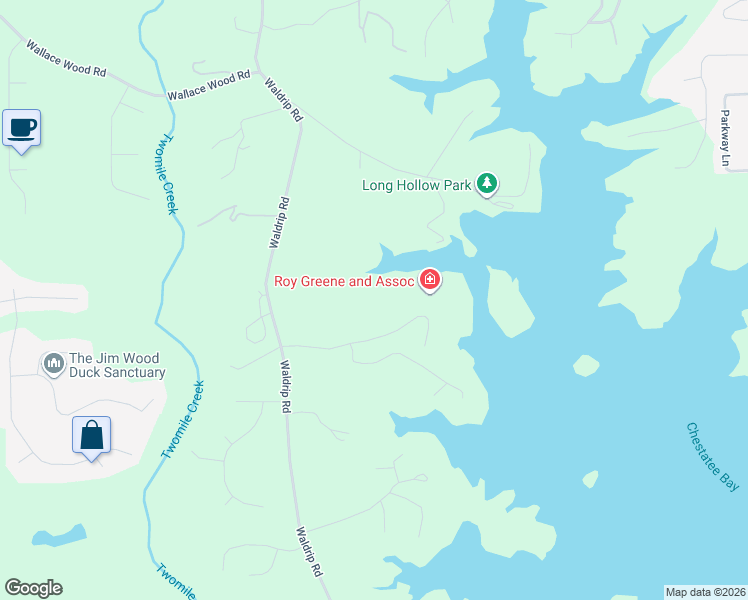 map of restaurants, bars, coffee shops, grocery stores, and more near 8815 Knoll Drive in Gainesville