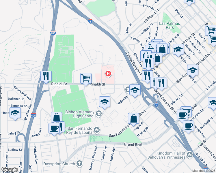 map of restaurants, bars, coffee shops, grocery stores, and more near 15029 Harvest Street in Los Angeles