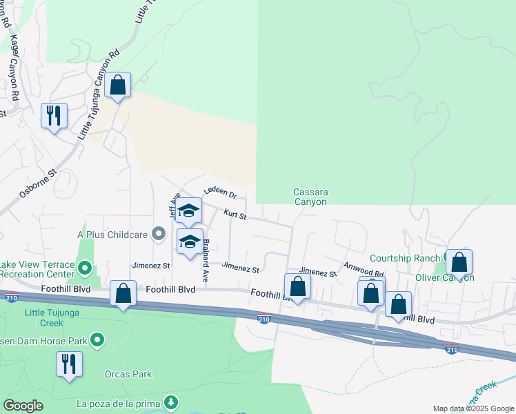 map of restaurants, bars, coffee shops, grocery stores, and more near 11548 Camaloa Avenue in Los Angeles