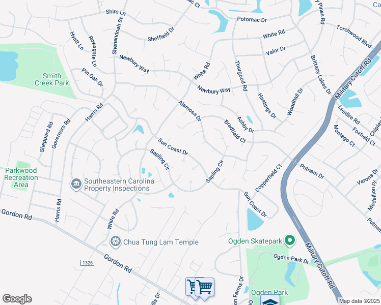 map of restaurants, bars, coffee shops, grocery stores, and more near 5305 Sun Coast Drive in Wilmington