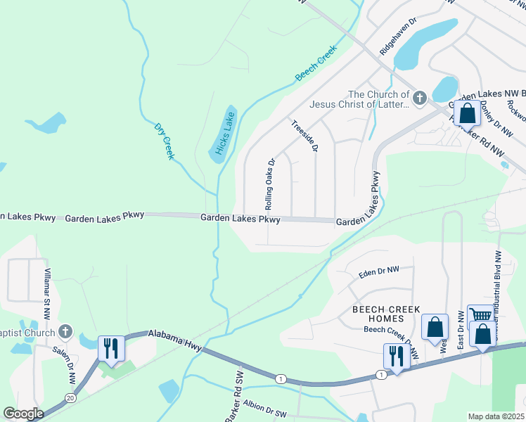 map of restaurants, bars, coffee shops, grocery stores, and more near 224 Rolling Oaks Drive in Rome