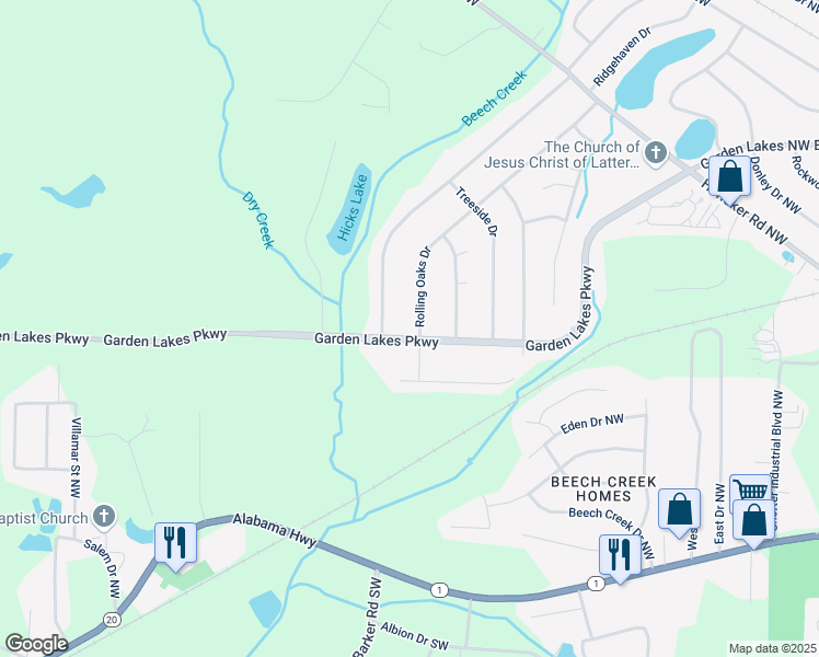 map of restaurants, bars, coffee shops, grocery stores, and more near 224 Rolling Oaks Drive in Rome