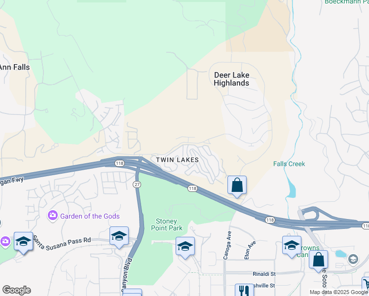 map of restaurants, bars, coffee shops, grocery stores, and more near 21683 Wo-He-Lo Trail in Los Angeles County